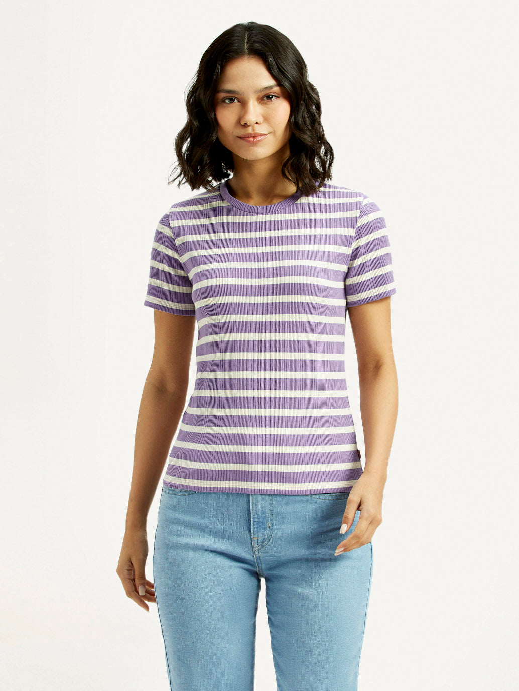 Women's Striped Slim Fit T-shirt - Front View