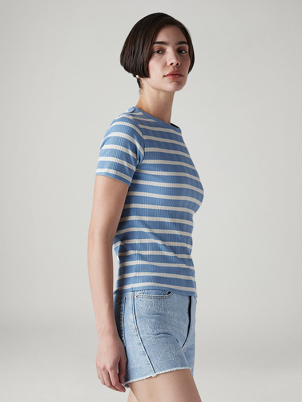 Women's Striped Slim Fit T-Shirt - Side View