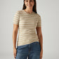 Women's Striped Beige Slim Fit T-shirt - Styleshot View