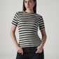 Women's Striped Olive Slim Fit Ribbed T-shirt - Styleshot View