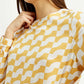 Women's Geometric White Round Neck Top - Detail View