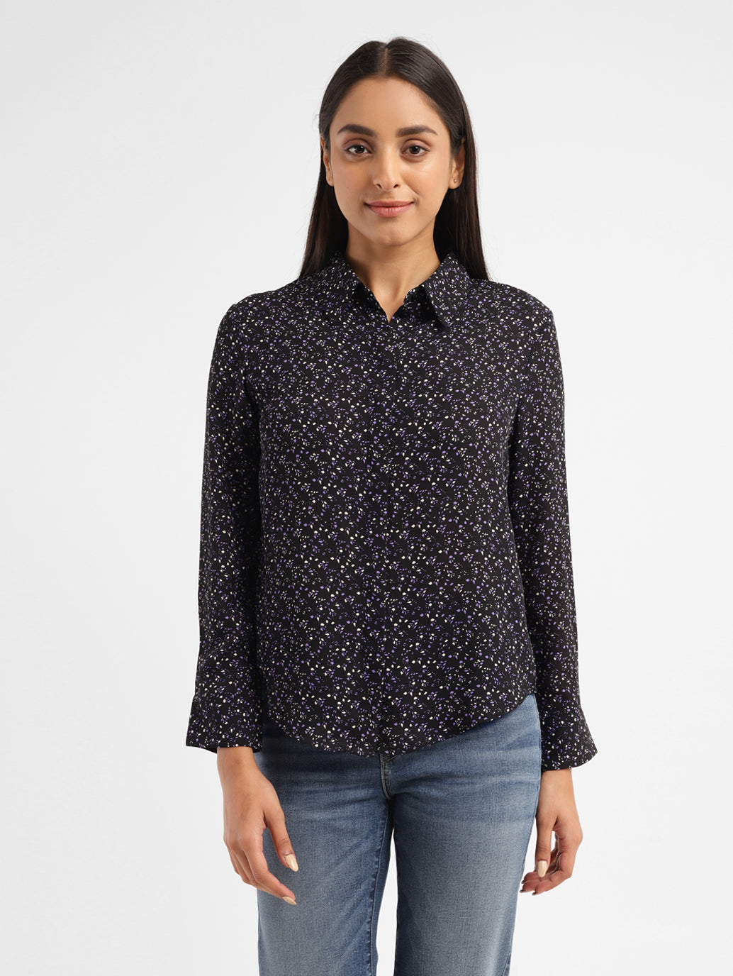 Women's Printed Shirt Collar Shirt - 679d008c-b930-4aae-b57a-6ecc667b4a00 View