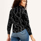 Women's Abstract Spread Collar Shirt - Back View