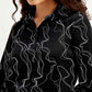 Women's Abstract Spread Collar Shirt - Detail View