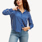 Women's Striped Spread Collar Shirt - Styleshot View