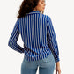 Women's Striped Spread Collar Shirt - Back View