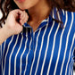 Women's Striped Spread Collar Shirt - Detail View