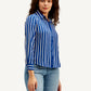 Women's Striped Spread Collar Shirt - Side View
