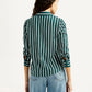 Women's Striped Green Spread Collar Shirt - Back View