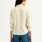 Women's Striped Yellow Spread Collar Shirt - Back View