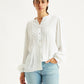 Women's Self Design Band Neck Top - Front View