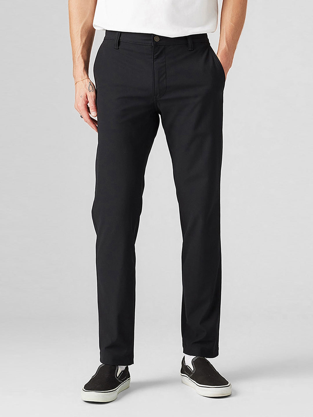 Men's Black Regular Fit Chinos - 3 View