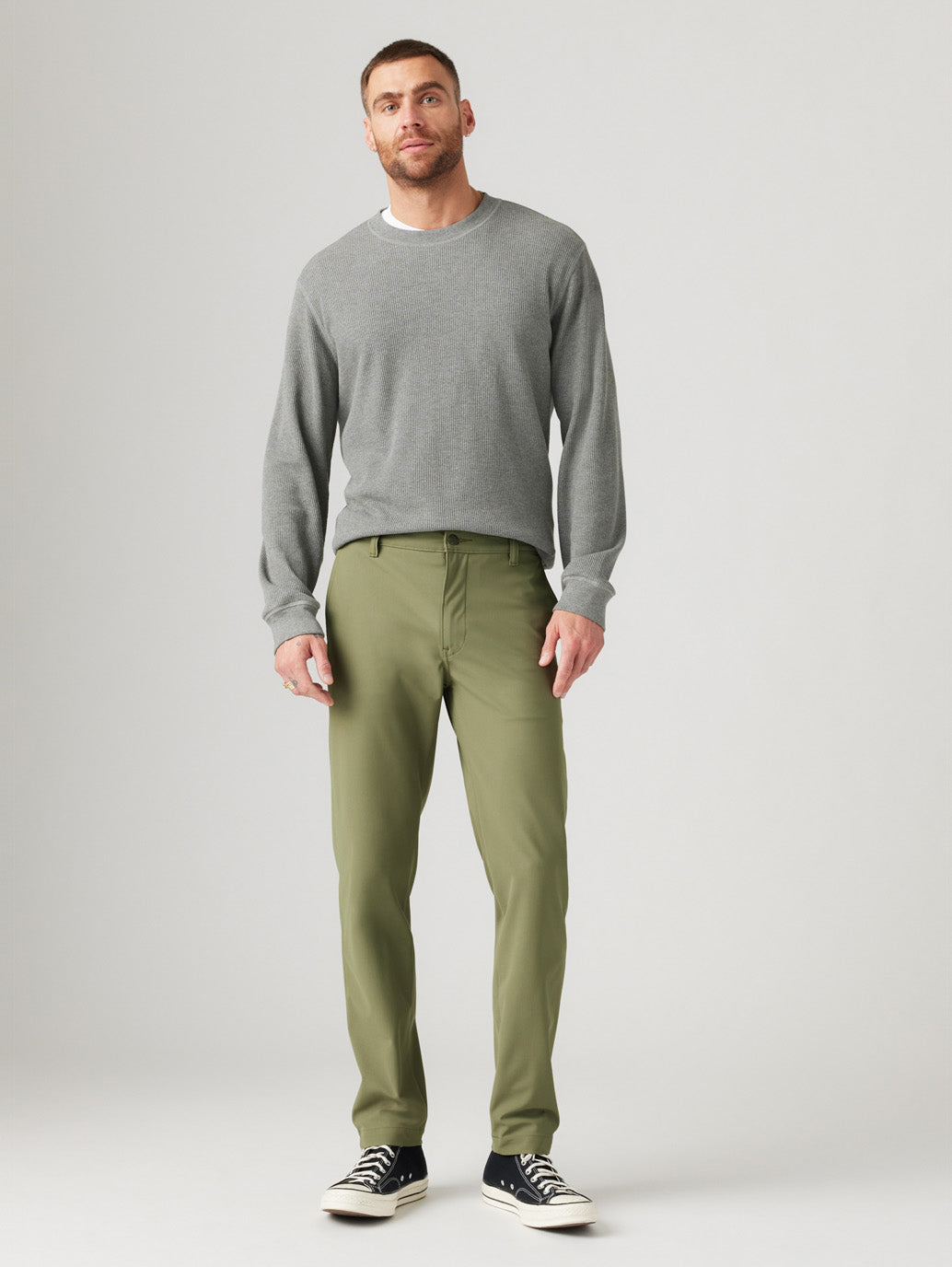 Men's Olive Regular Fit Chinos - Styleshot View