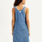 Women's Solid Blue Scoop Neck Denim Dress - e82a4067-50e2-41a6-9b1c-04a0ab504087 View