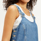 Women's Solid Blue Scoop Neck Denim Dress - cafb2be1-a5ae-4a17-b836-be1d3c87ae35 View