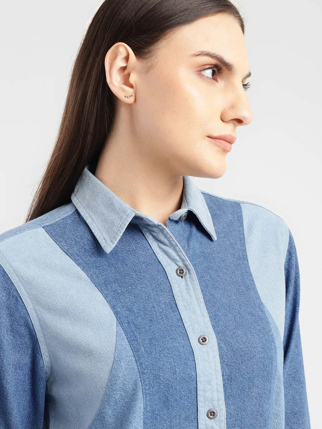 Women's Colorblock Spread Collar Shirt - 4fa50ce5-f0b2-43cf-9318-a1fd014de5fe View