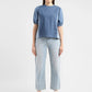 Women's Colorblock Indigo Round Neck Denim Top - 02659bc1-240e-4308-887d-4e2b3252a0bf View