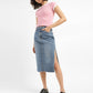 Women's Mid Rise Blue Solid Skirt - StyleShot View