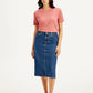 Women's High Rise Blue Straight Fit Skirt - Front View