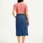 Women's High Rise Blue Straight Fit Skirt - Back View