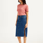 Women's High Rise Blue Straight Fit Skirt - Side View