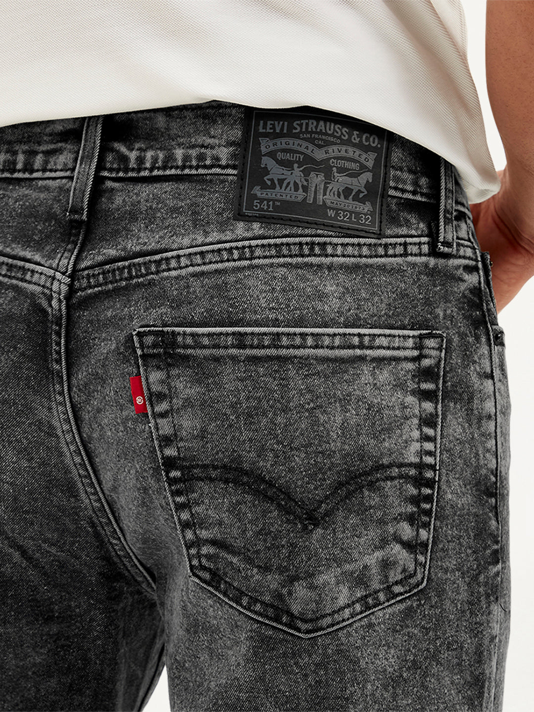 Men's 541 Grey Athletic Tapered Fit Mid Rise Jeans - Detail View