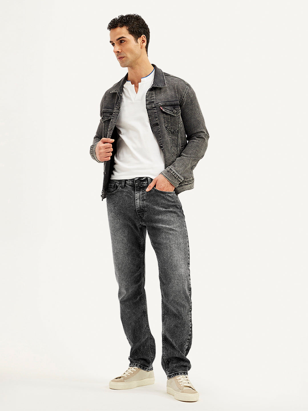 Men's 541 Grey Athletic Tapered Fit Mid Rise Jeans - Styleshot View