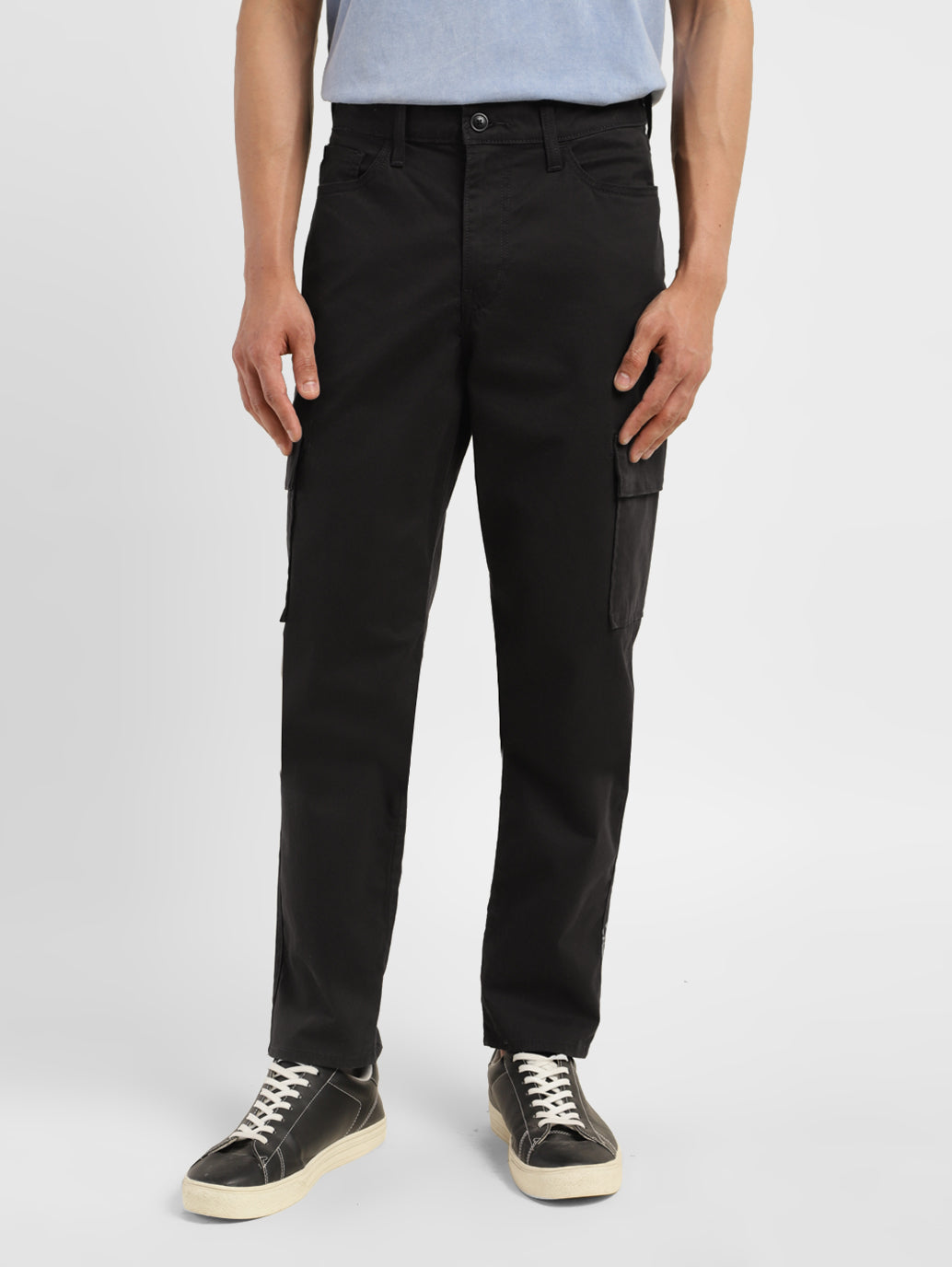 Men's Black Loose Fit Cargo Trousers - 50738907-969a-4882-bebb-9505d77fa454 View
