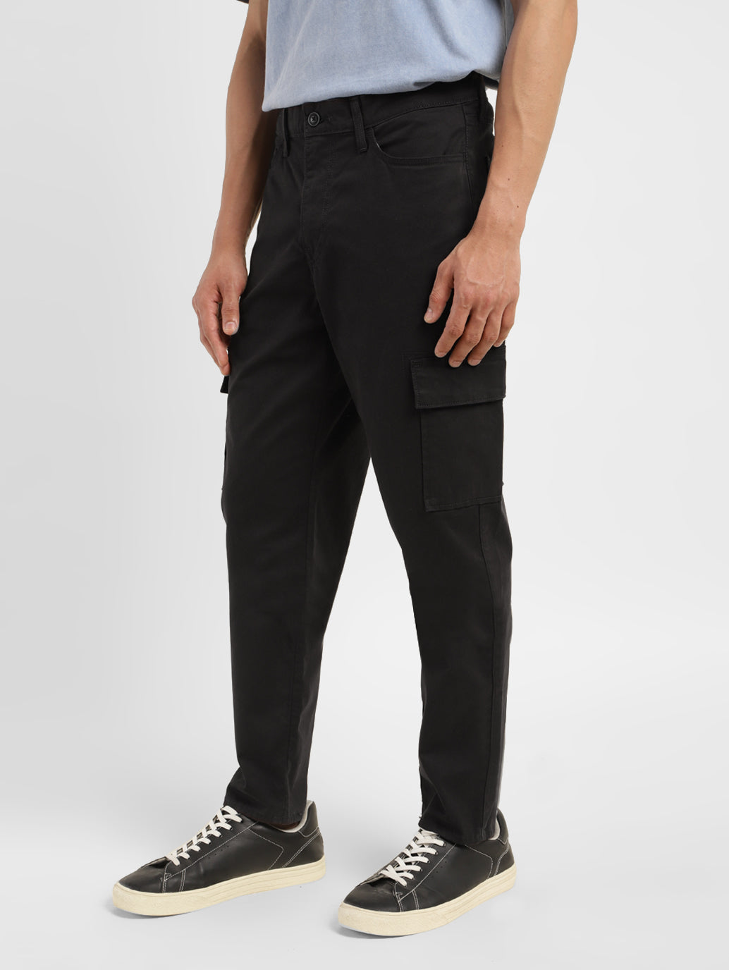 Men's Black Loose Fit Cargo Trousers - 3353772b-88ac-4289-ae70-e4c125e6844a View