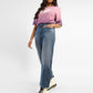 Women's 94 Blue Baggy Fit High Rise Jeans - StyleShot View