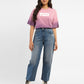 Women's 94 Blue Baggy Fit High Rise Jeans - ModelFront View