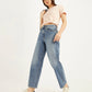 Women's 94 Blue Baggy Fit Mid Rise Jeans - Elevated View