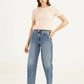 Women's 94 Blue Baggy Fit Mid Rise Jeans - Front View
