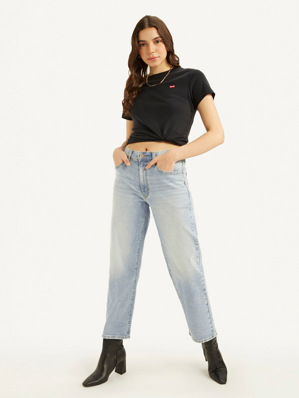 Women's 94 Blue Baggy Fit Mid Rise Jeans