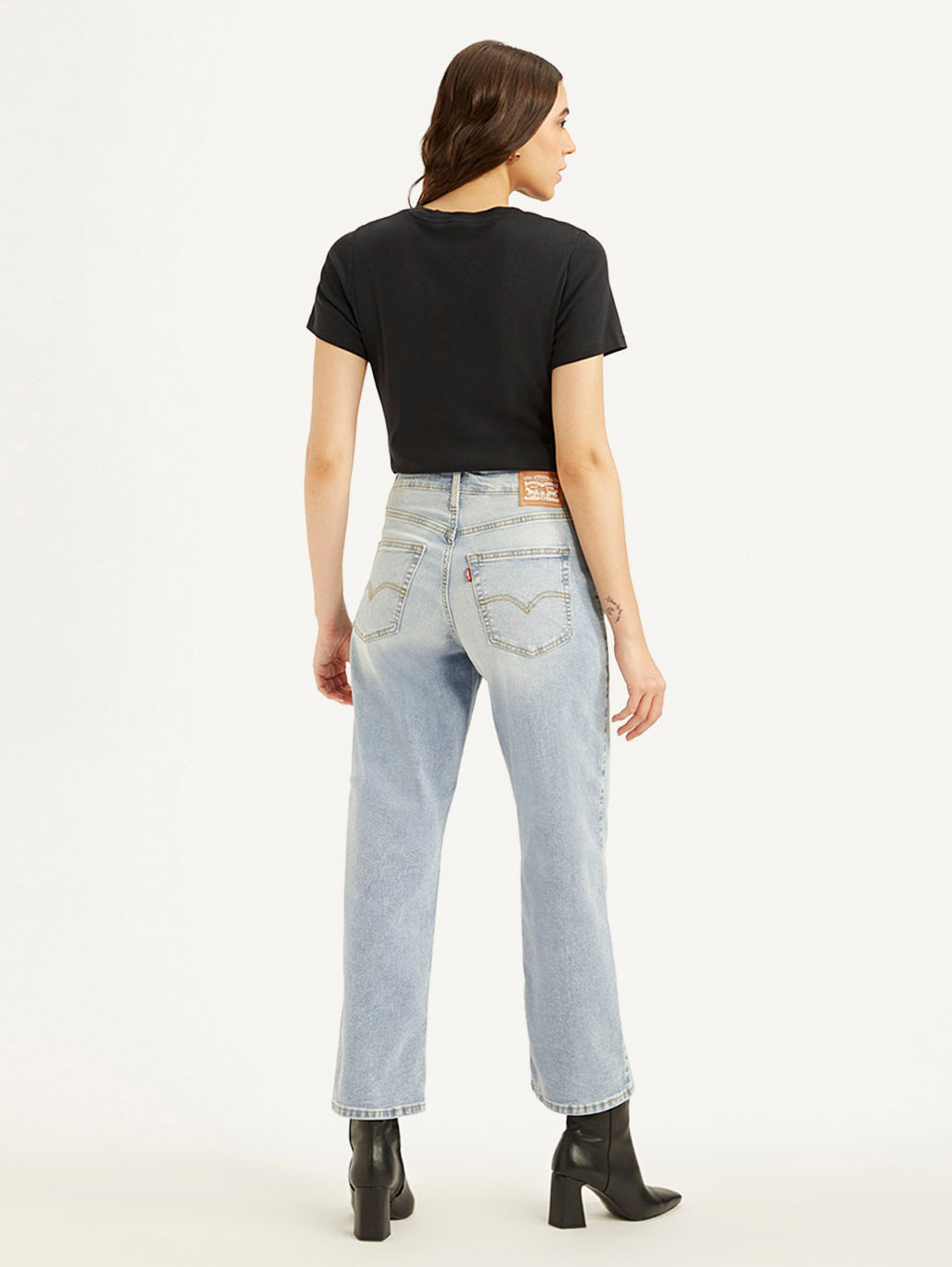 Women's 94 Blue Baggy Fit Mid Rise Jeans - Back View