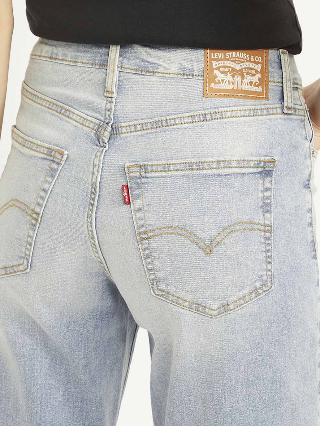 Women's 94 Blue Baggy Fit Mid Rise Jeans - Detail View