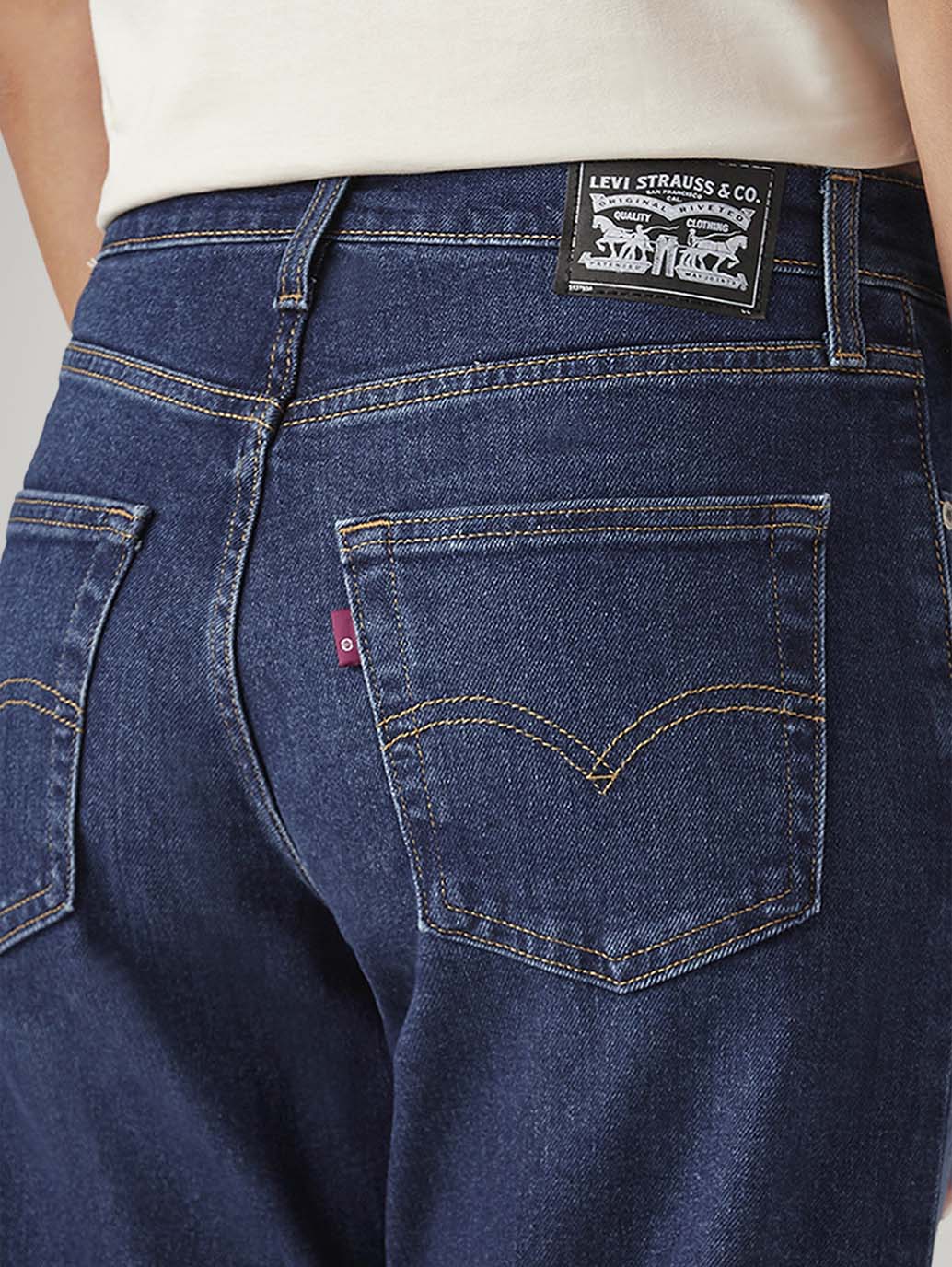 Women's 94 Dark Blue Baggy Fit Mid Rise Tinted Jeans - Detail View