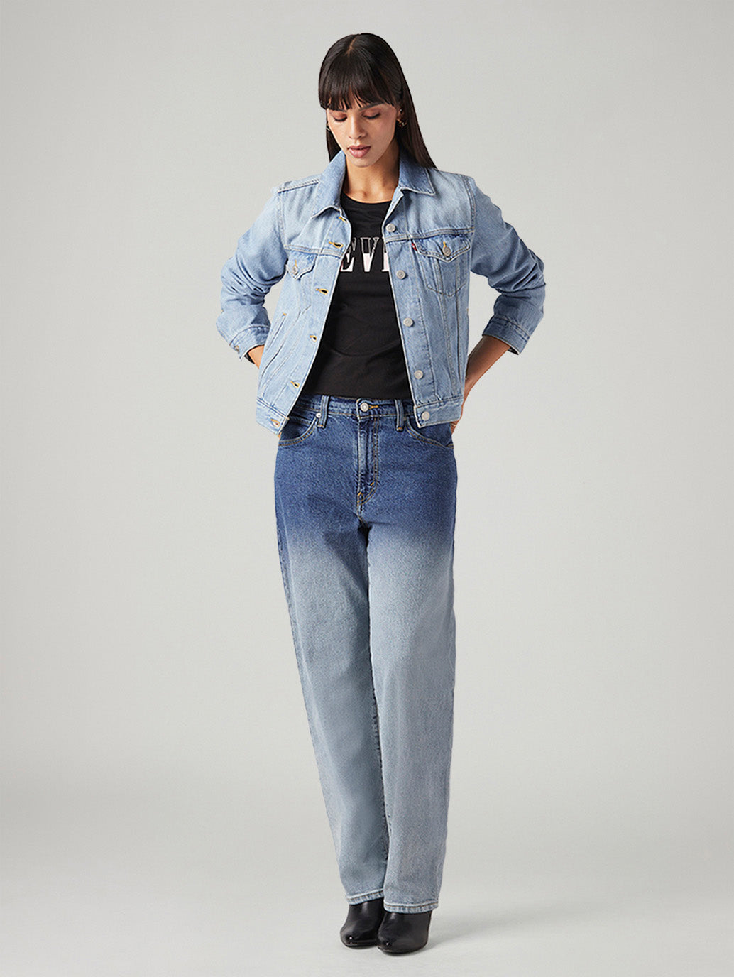 Women's 94 Light Blue Baggy Fit Mid Rise Jeans