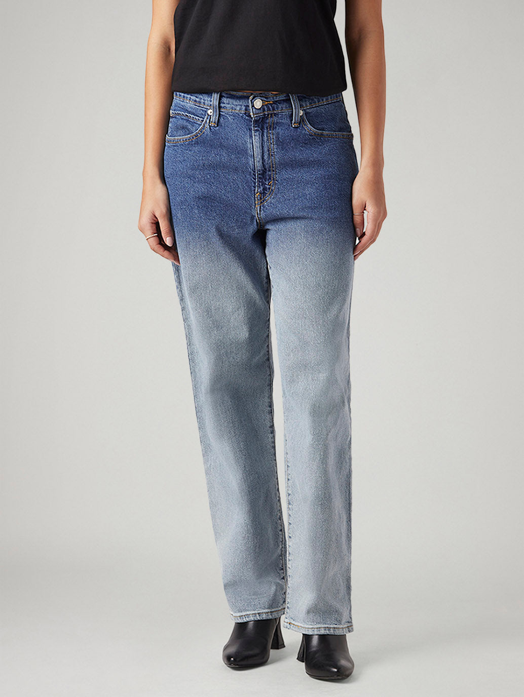 Women's 94 Light Blue Baggy Fit Mid Rise Jeans - Front View
