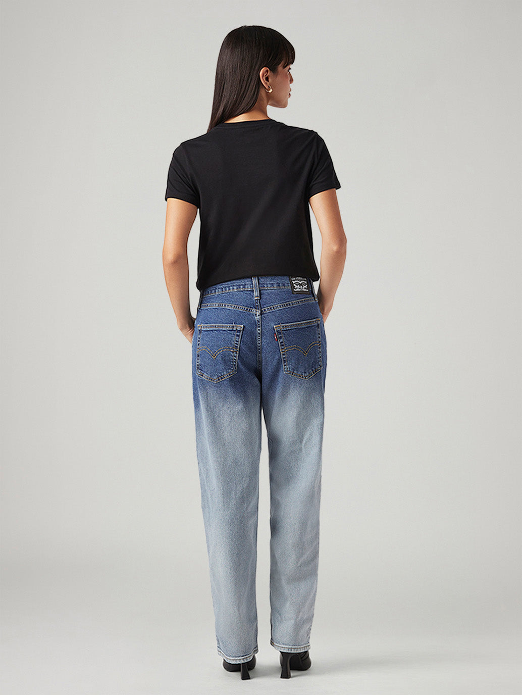 Women's 94 Light Blue Baggy Fit Mid Rise Jeans - Back View