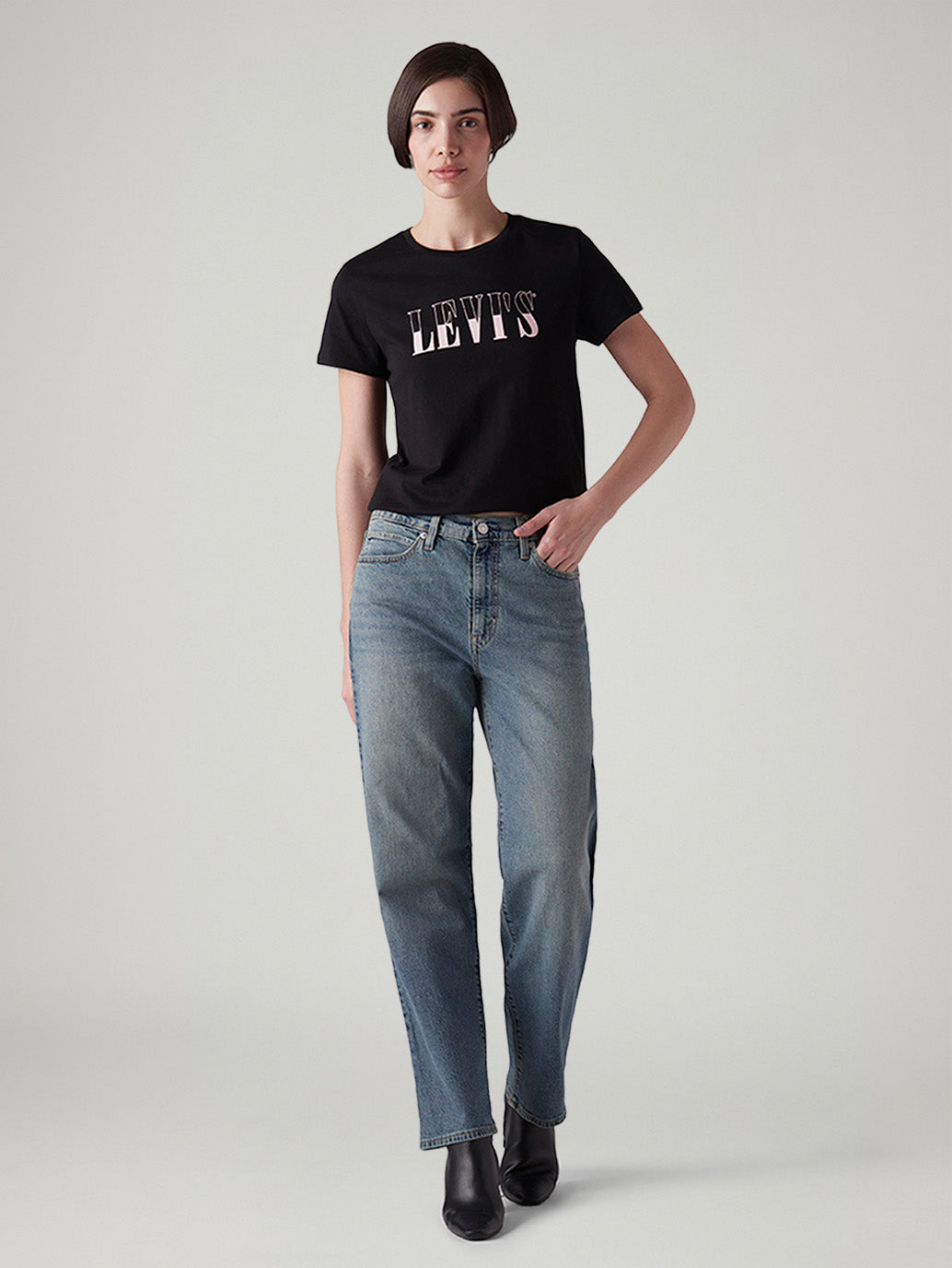 Women's 94 Blue Baggy Fit Mid Rise Jeans