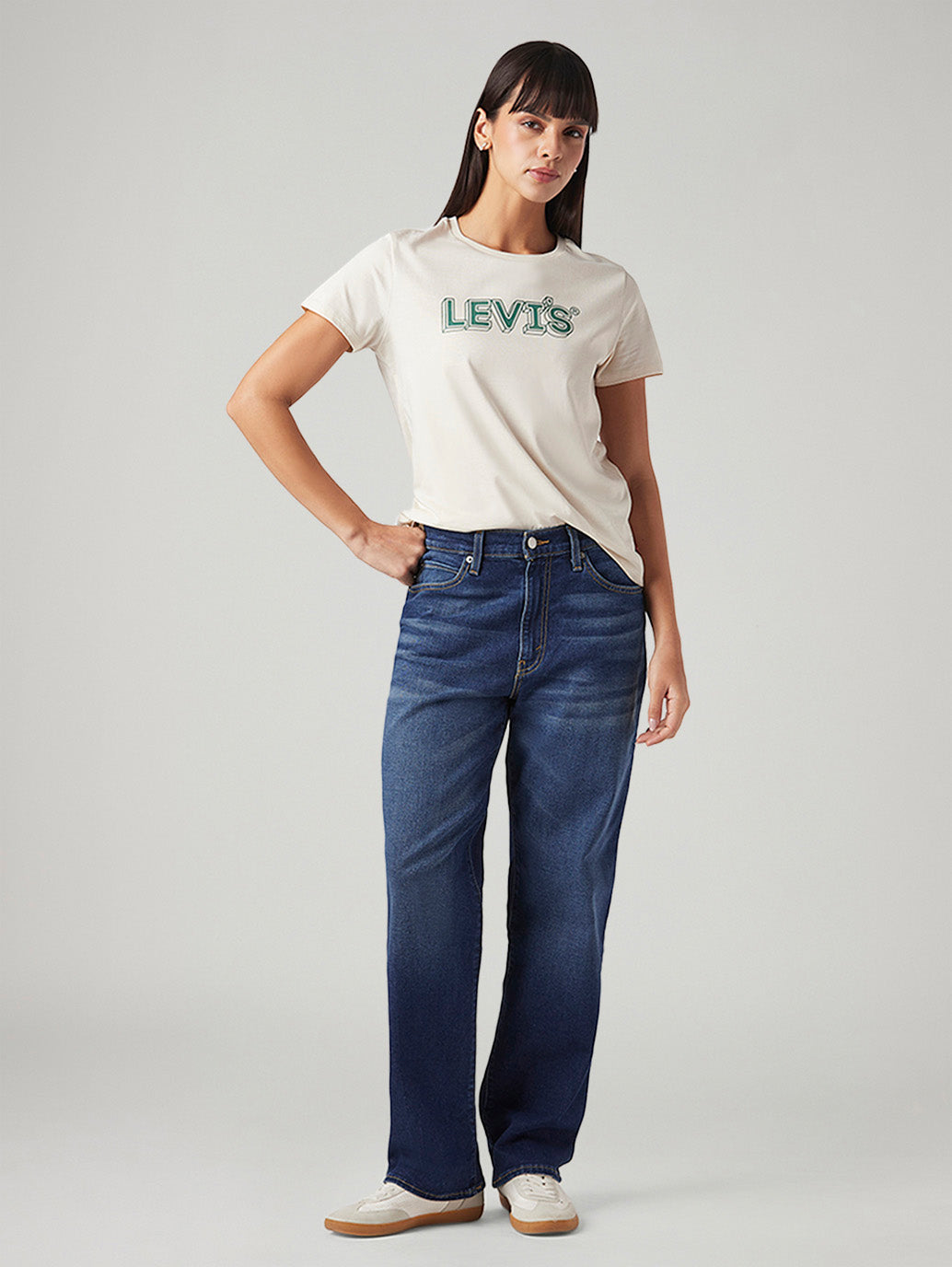 Women's 94 Blue Baggy Fit Mid Rise Jeans