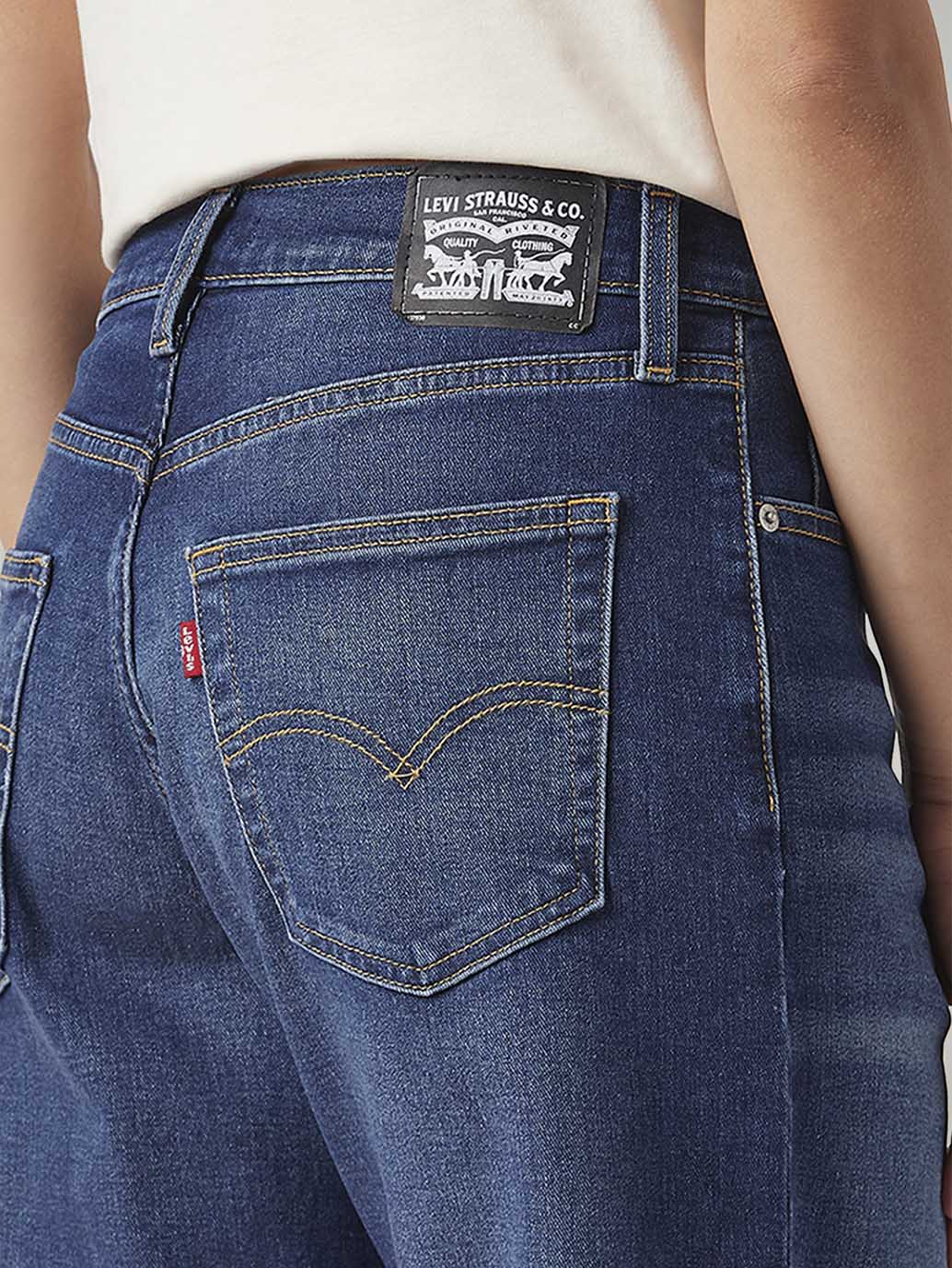 Women's 94 Blue Baggy Fit Mid Rise Jeans - Detail View
