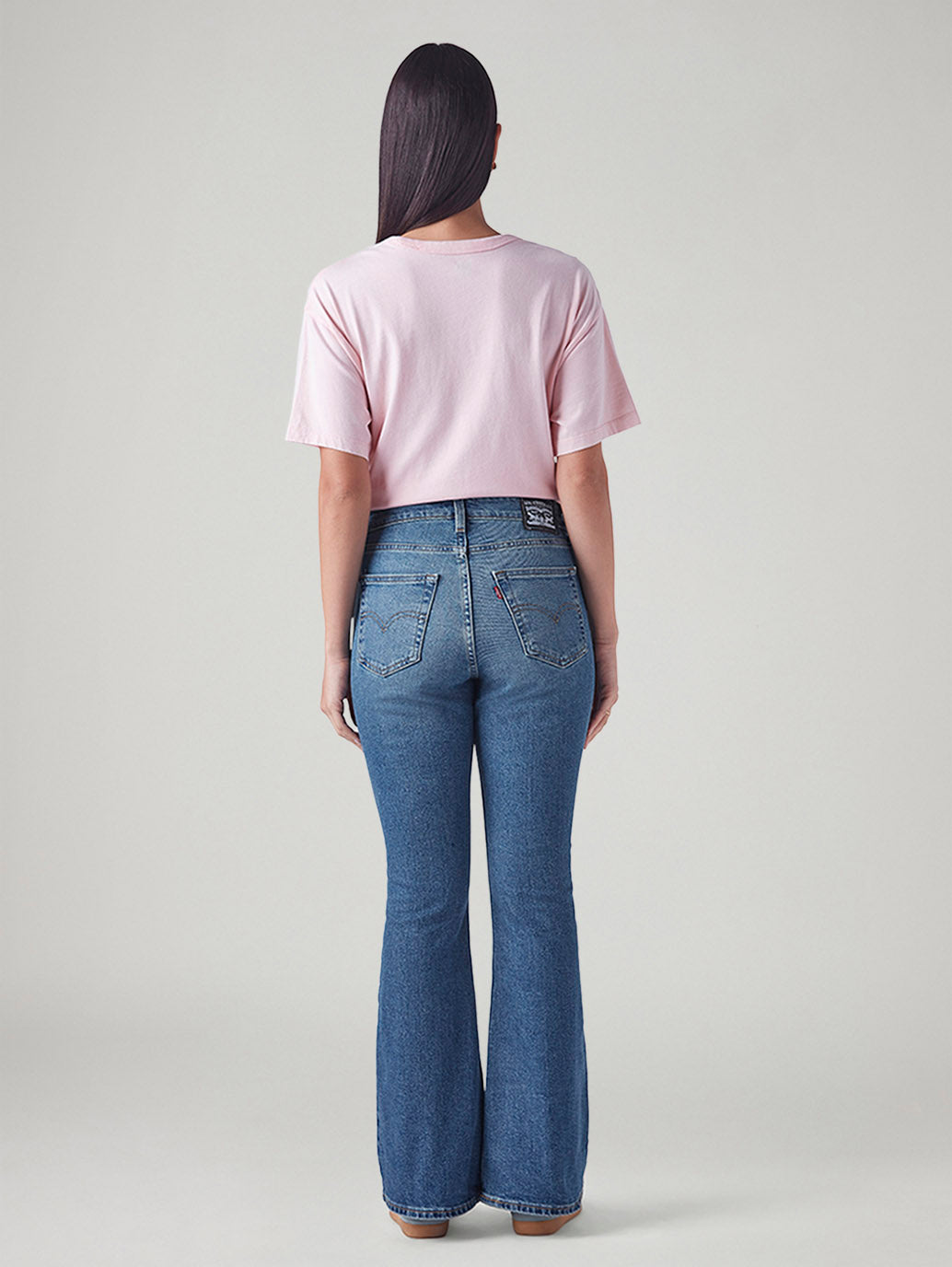 Women's 94 Blue Baggy Fit Mid Rise Jeans - Back View