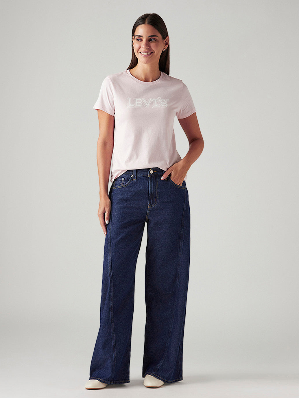 Women's 94 Dark Blue Baggy Fit Mid Rise Jeans - Styleshot View