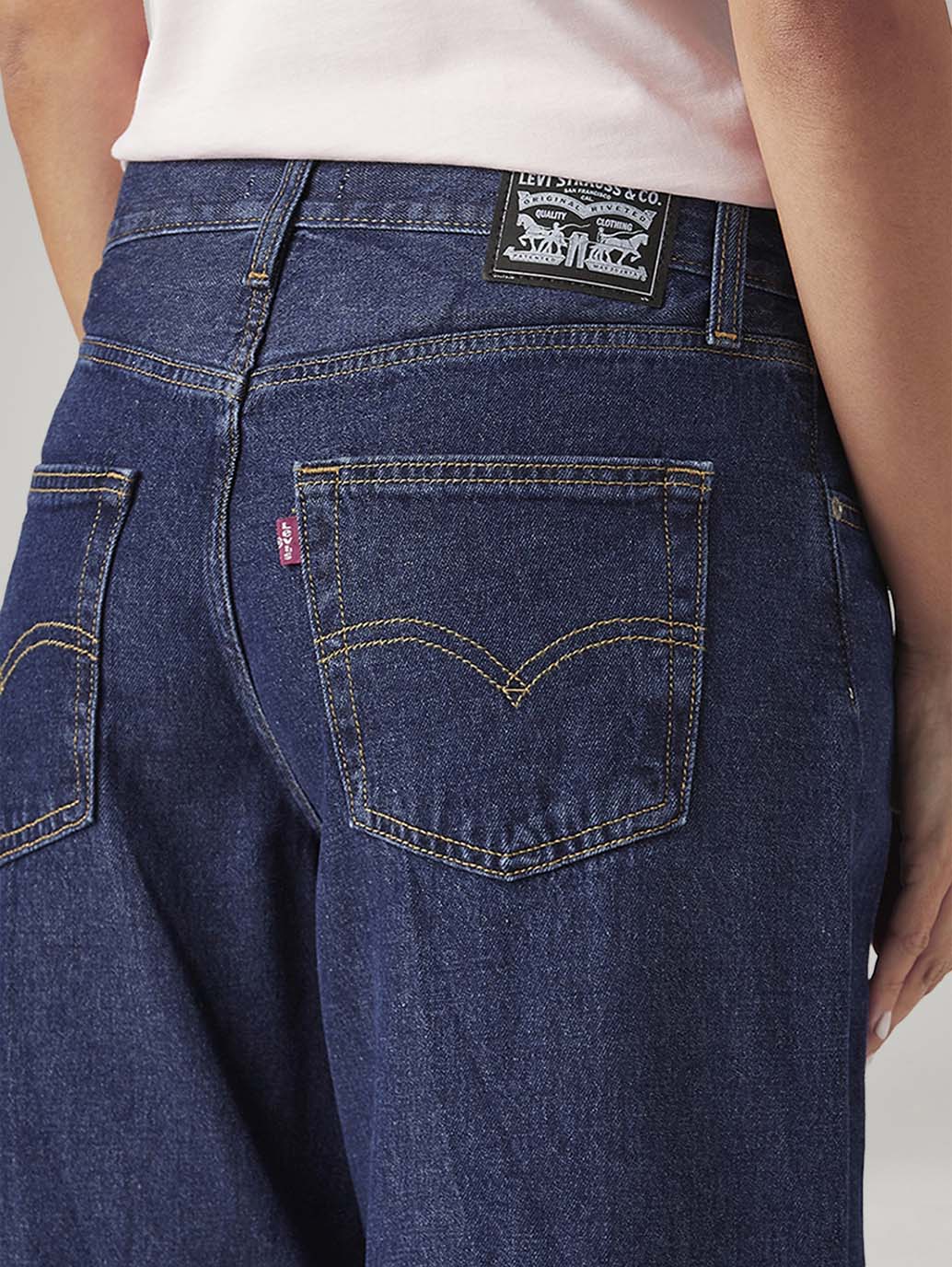 Women's 94 Dark Blue Baggy Fit Mid Rise Jeans - Detail View