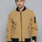 Men's Solid Band Neck Bomber Jacket - 7fac7fb7-0dfc-40d2-8329-5aa40875358f View