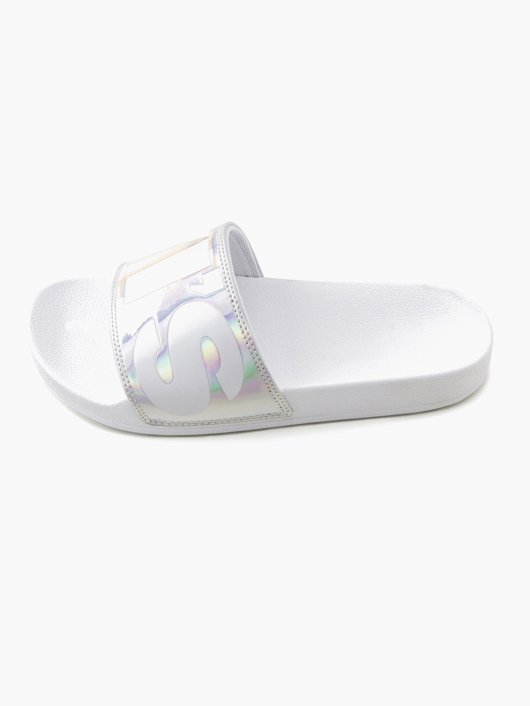 Women's White & Silver Casual Slides - e23b61cf-5150-4f69-af12-a66312d8e353 View