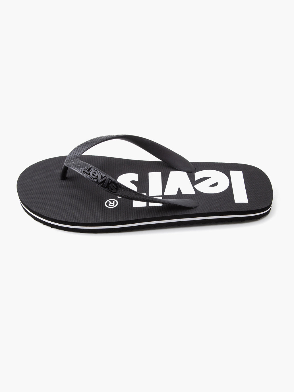 Men's Black Debossed & Printed Logo Flip-Flops - 85a2a3b2-1113-4565-b0d2-0ec19ed3a744 View