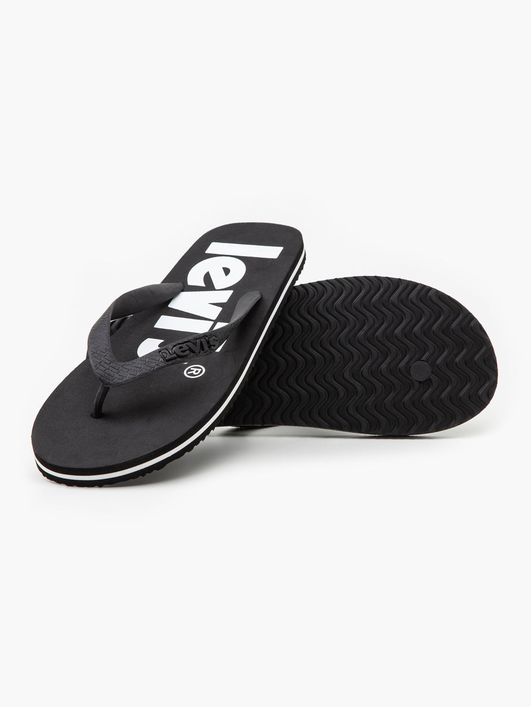 Men's Black Debossed & Printed Logo Flip-Flops - c9b15aee-e976-4dc2-8918-35cdd22239ef View